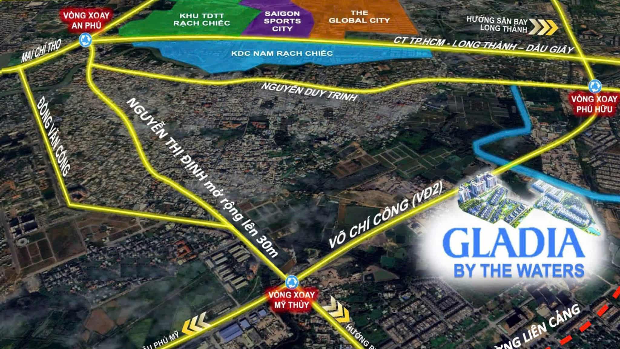 Vị trí dự án Gladia "Kết nối đa chiều – Chạm đến mọi điểm đến trong tích tắc"